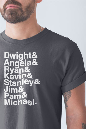 The Full Office Cast Names Official Black T Shirt for Men and Women