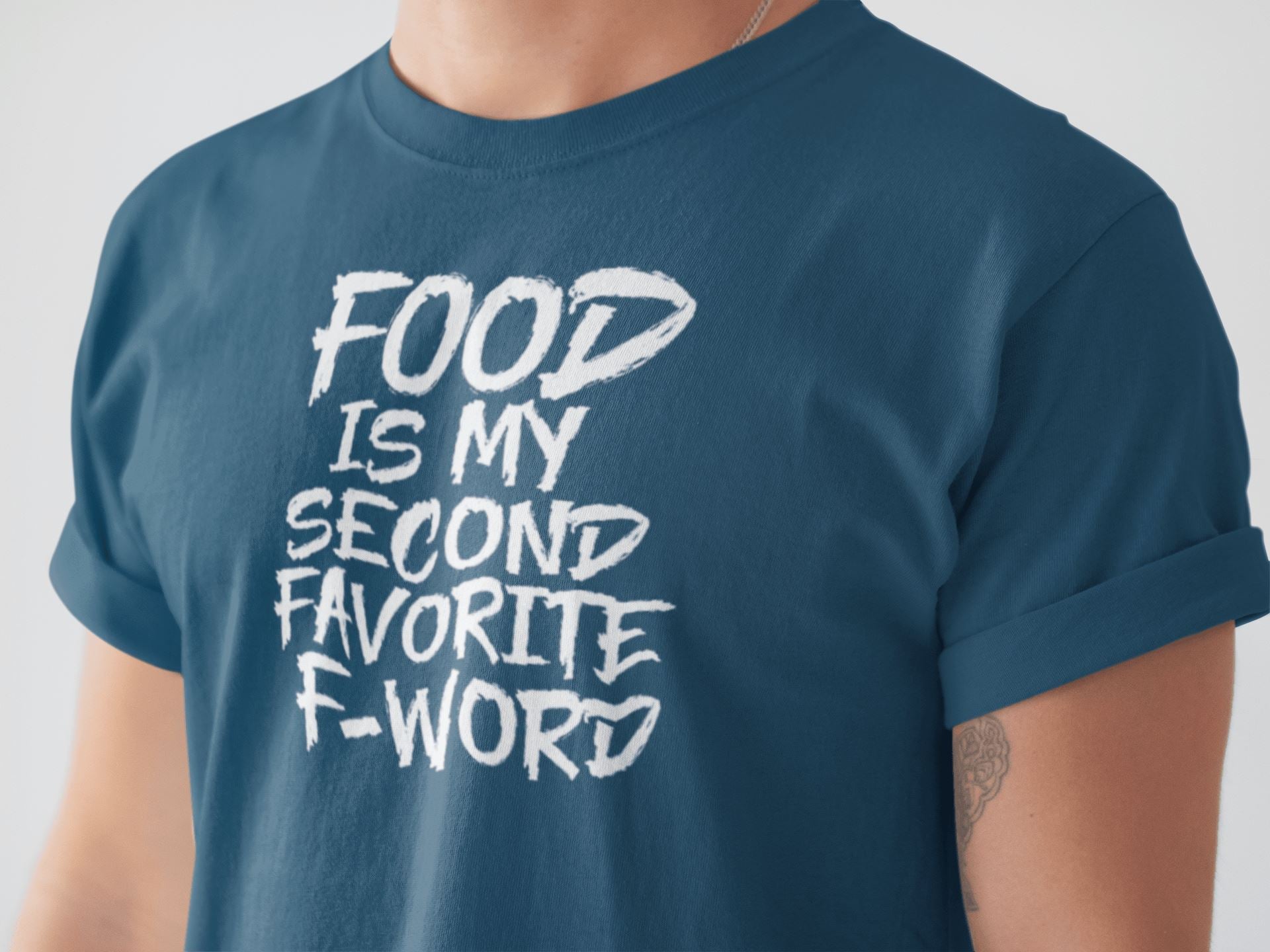 Food is My Second F Word Funny T Shirt for Men and Women | Premium Design | Catch My Drift India - Catch My Drift India  blue, clothing, female, food, funny, general, made in india, navy, nav