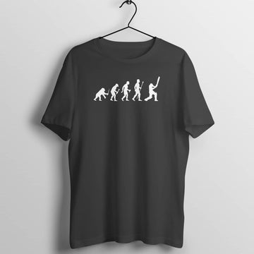 Cricket Evolution Funny Black T Shirt for Men and Women
