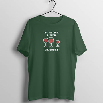 At My Age I Need Glasses Funny Olive Green T Shirt for Men and Women