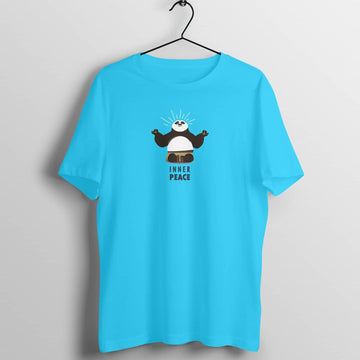 Inner Peace Funny Kung Fu Panda Blue T Shirt for Men and Women