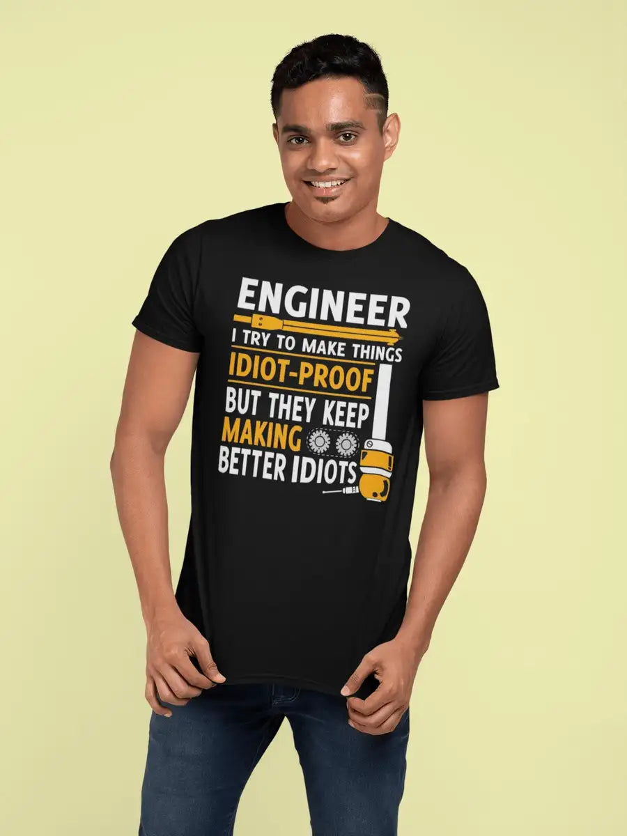 Idiot Proof Engineer Black T Shirt for Men | Premium Design | Catch My  Drift India freeshipping - Catch My Drift India