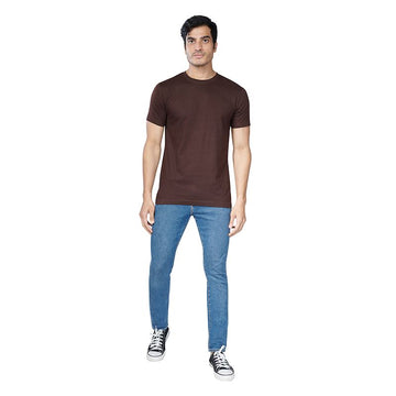 Brown Premium Round Neck Half Sleeves Plain T-Shirt For Men