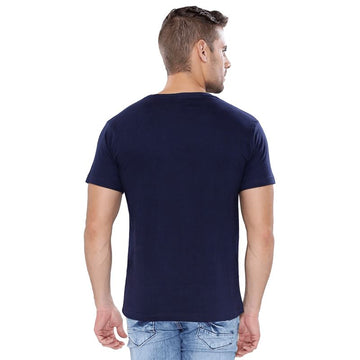 Navy Blue Premium Round Neck Half Sleeves Plain T-Shirt For Men