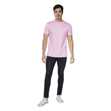 Pink Premium Round Neck Half Sleeves Plain T-Shirt For Men