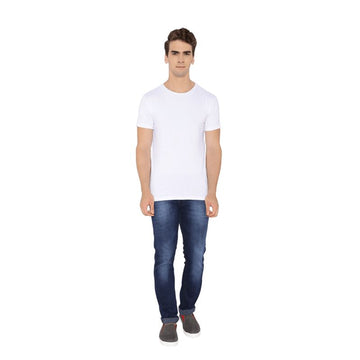 White Premium Round Neck Half Sleeves Plain T-Shirt For Men