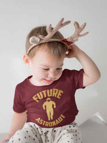 Future Astronaut Special White and Maroon T Shirt for Babies