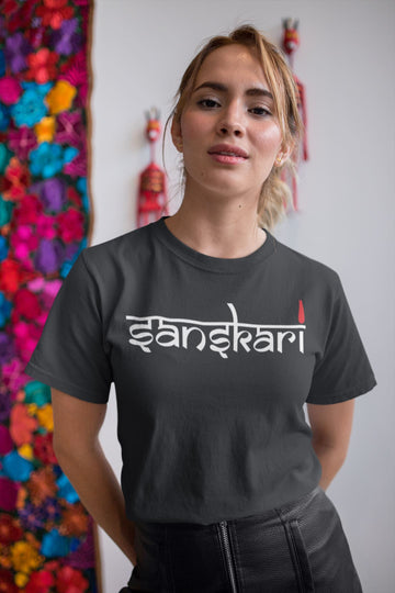 Sanskari Exclusive Black T Shirt for Men and Women