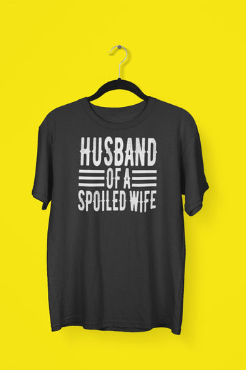 Husband Of a Spoiled Wife Funny Black T Shirt for Men
