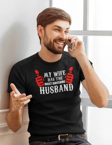 Most Awesome Husband Exclusive Black T Shirt / Hoodie for Men | Premium Design | Catch My Drift India