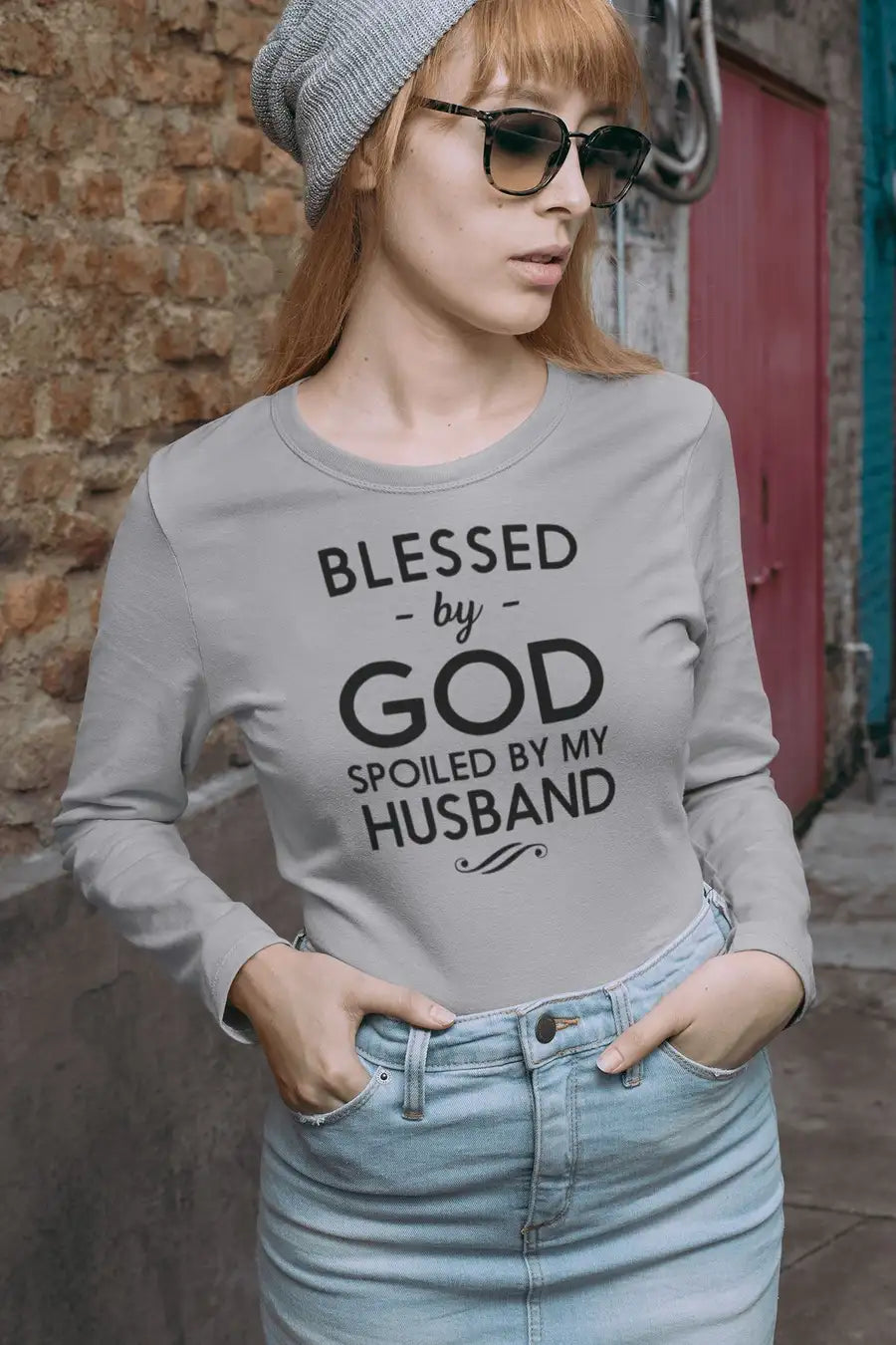 Spoiled By My Husband Exclusive Multi Colour Full Sleeves T Shirt for Married Women | Premium Design | Catch My Drift India - Catch My Drift India  black, clothing, couples, full sleeves, lon