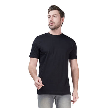 Black Premium Round Neck Half Sleeves Plain T-Shirt For Men