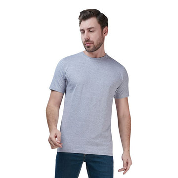 Heather Grey Premium Round Neck Half Sleeves Plain T-Shirt For Men