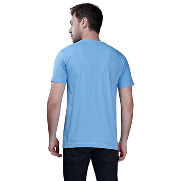 Sky Blue Premium Round Neck Half Sleeves Plain T-Shirt For Men