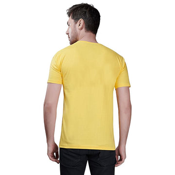 Yellow Premium Round Neck Half Sleeves Plain T-Shirt For Men