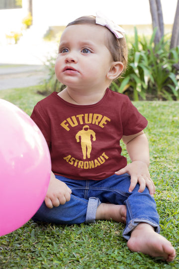 Future Astronaut Special White and Maroon T Shirt for Babies