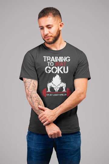 Training to Beat Goku or Atleast Krillin Exclusive Gymwear T Shirt for Men