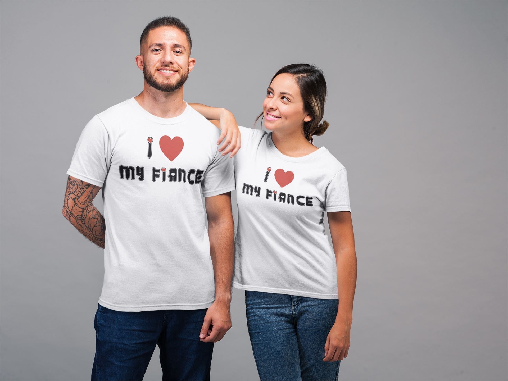 I Love My Fiance Special Matching Couple White T Shirt for Men and Women freeshipping - Catch My Drift India