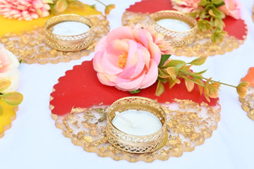 Elegant Floral Embellished Resin Decorative Tealight Platters