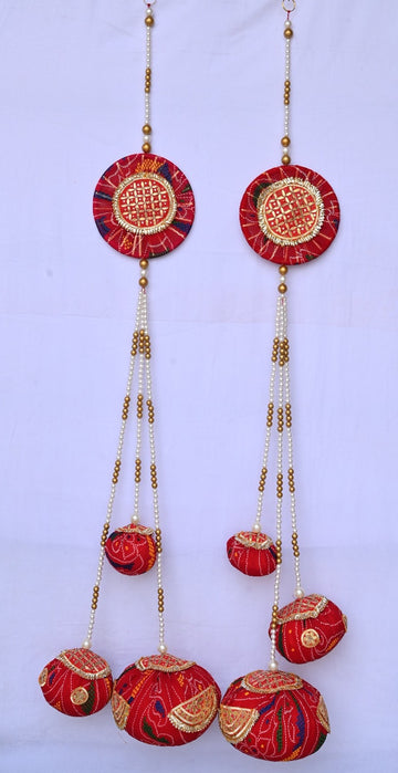 Beautifully Handcrafted Heavy Design Bandhani Balls Door Hanging For Diwali Grah Pravesh Festival Home Decoration