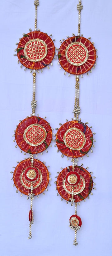 Beautifully Handcrafted Heavy Design Bandhani Shells Door Hanging For Diwali Grah Pravesh Festival Home Decoration