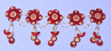 Beautifully Handcrafted Heavy Design Bandhej Flower Bandarwal Toran For Diwali Grah Pravesh Festival Home Decoration