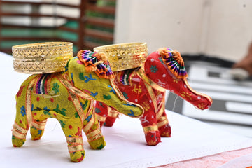 Pack Of 4 - Handcrafted Fabric Elephant Tealight Holders