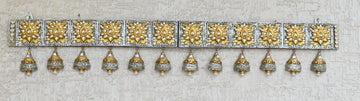 Beautifully Handcrafted Heavy Design Kundan Silver Bell Bandarwal Toran For Diwali Grah Pravesh Festival Home Decoration