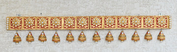 Beautifully Handcrafted Heavy Design Kundan Golden Bell Bandarwal Toran For Diwali Grah Pravesh Festival Home Decoration