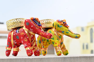 Pack Of 4 - Handcrafted Fabric Elephant Tealight Holders