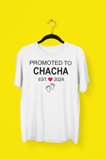 Promoted to Chacha Est. 2024 Exclusive White T Shirt for Men