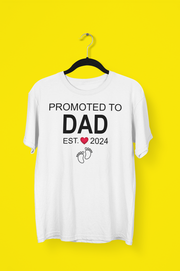 Promoted to Dad Est. 2024 Exclusive White T Shirt for Men