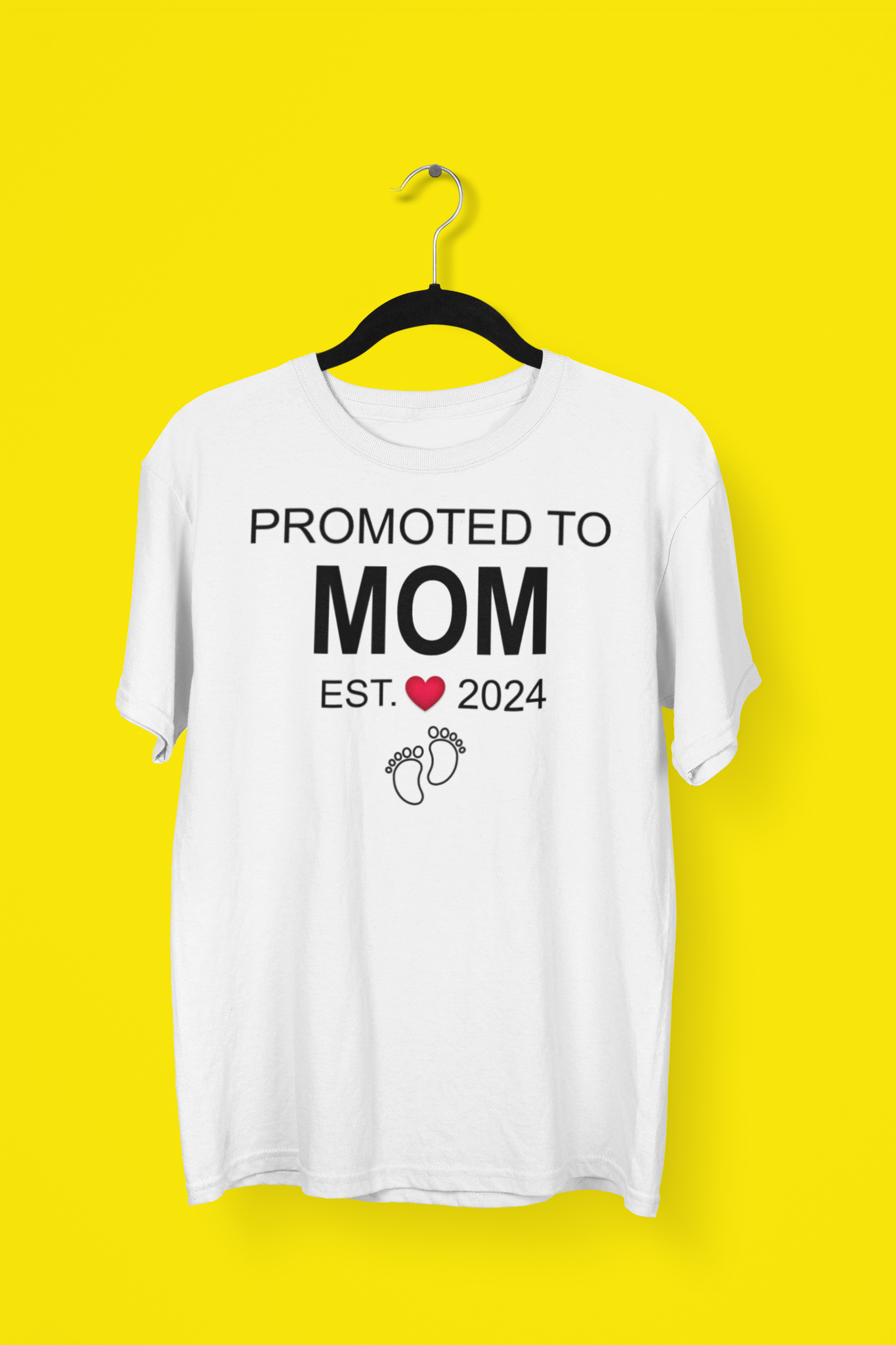 Promoted to Mom Est. 2024 Exclusive White T Shirt for Women