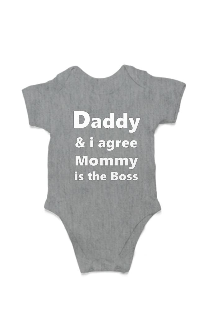Mommy is the Boss Special Romper for New Born Babies Romper QIKINK Grey Melange 0-5 Months 
