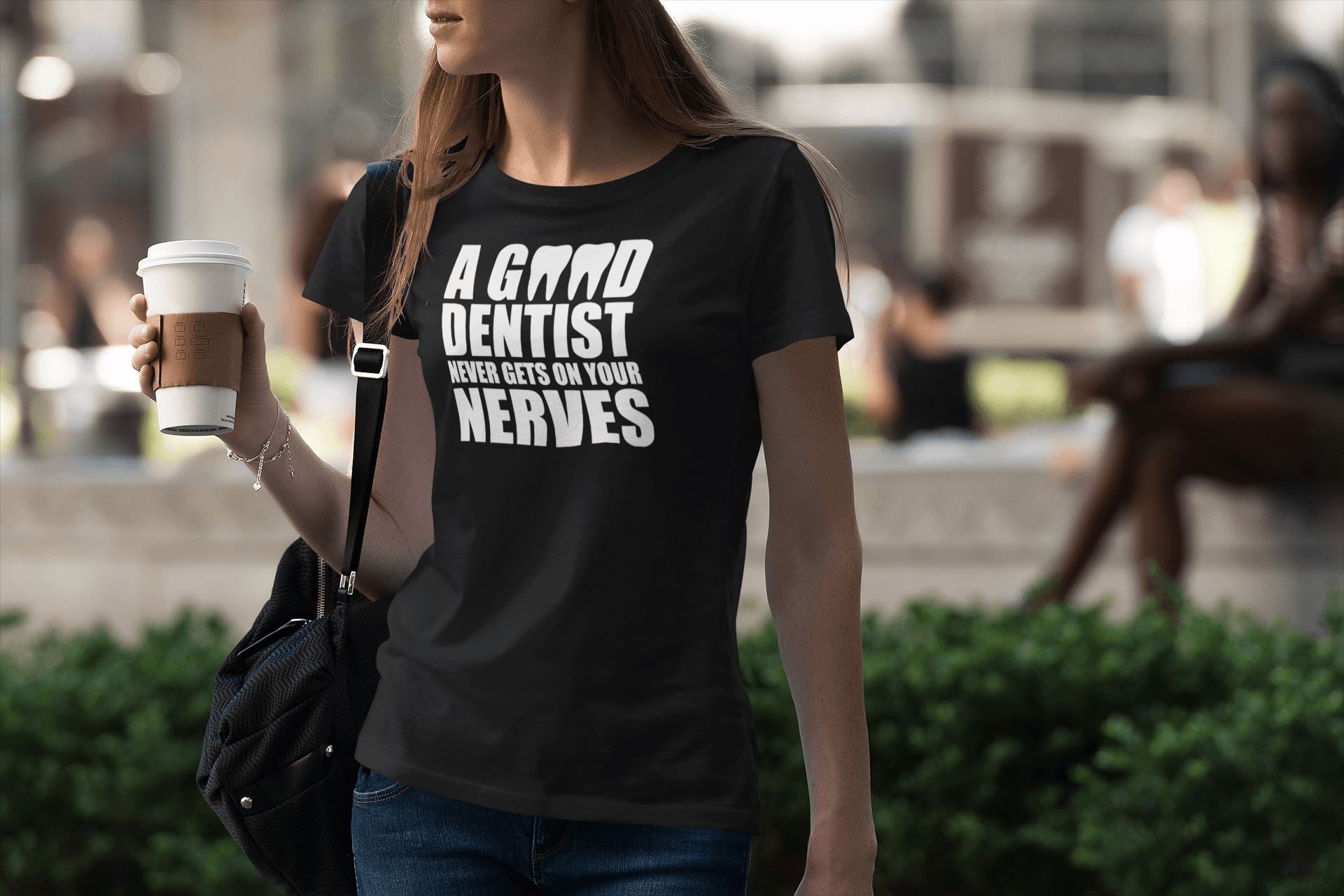 A Good Dentist Never gets on your Nerves Funny T Shirt for Dentists | Premium Design | Catch My Drift India - Catch My Drift India  black, clothing, dentist, made in india, shirt, t shirt, ts