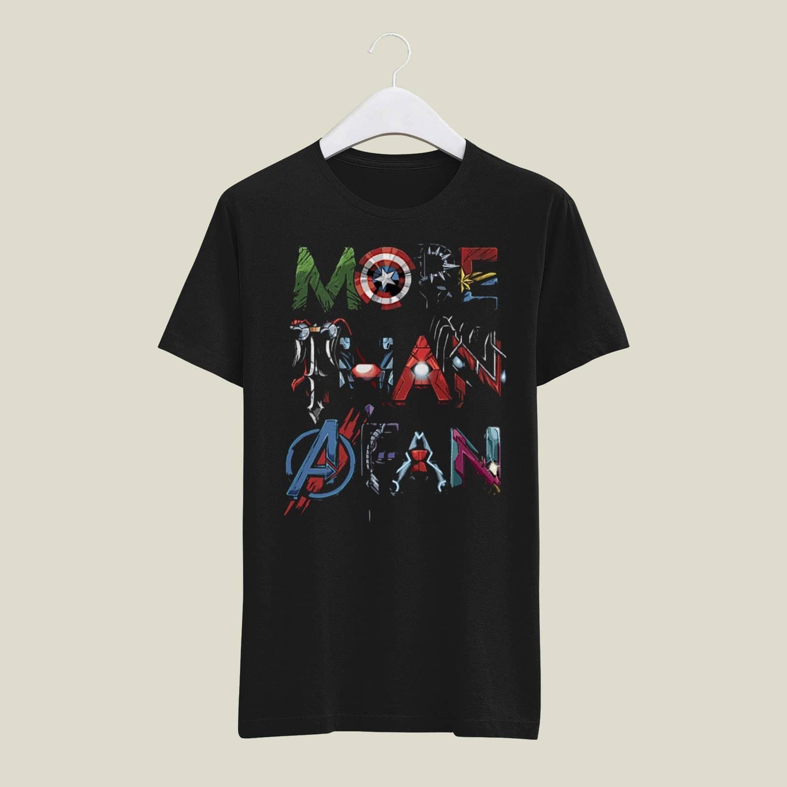 All Original Avengers More Than A Fan Exclusive Black T Shirt for Men and Women - Catch My Drift India  black, clothing, female, general, made in india, marvel, movies, shirt, super, super he