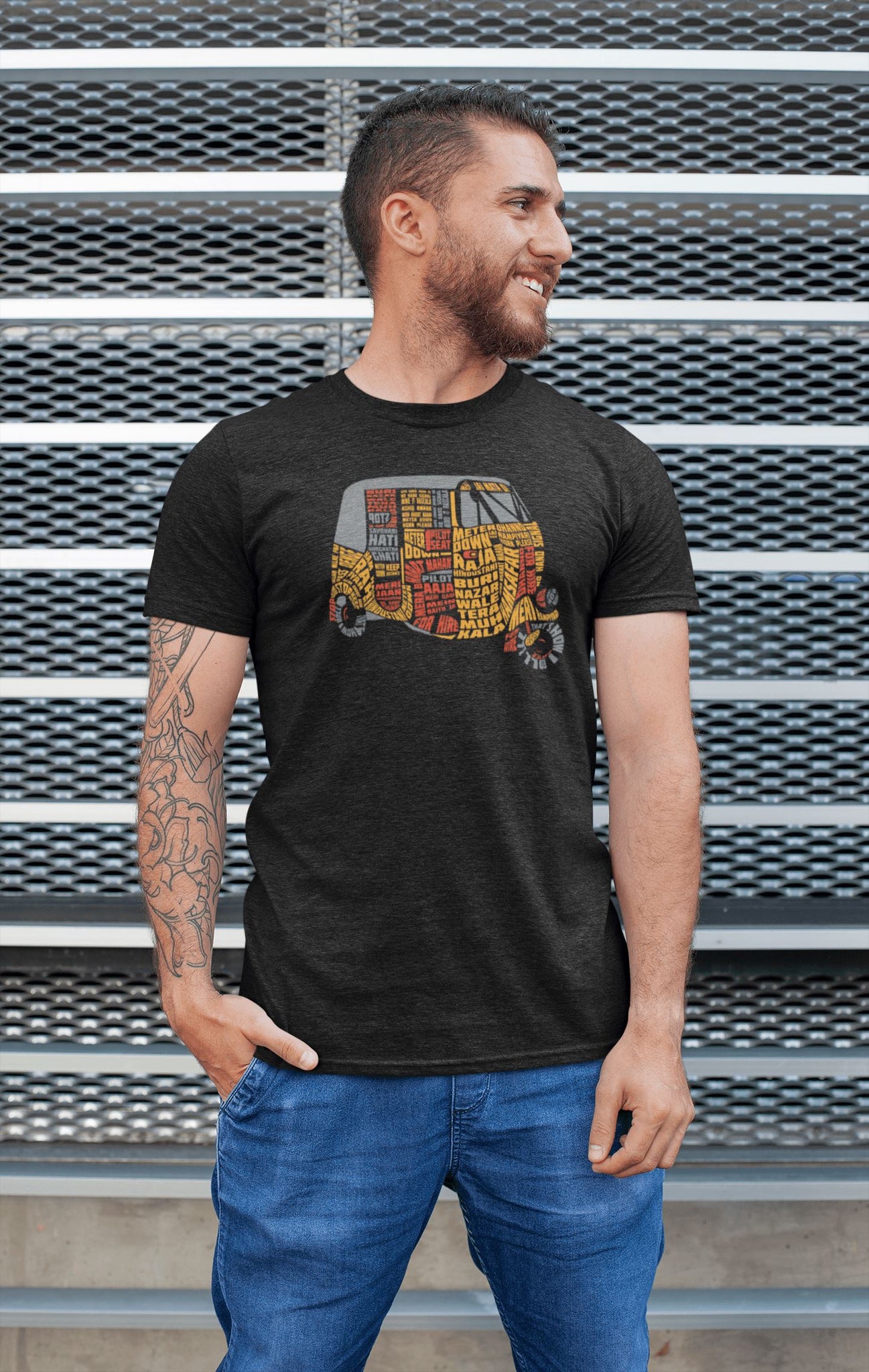 AutoRickshaw Made of Slangs Funny T Shirt for Men and Women | Premium Design | Catch My Drift India - Catch My Drift India  black, clothing, female, funny, general, made in india, shirt, t sh