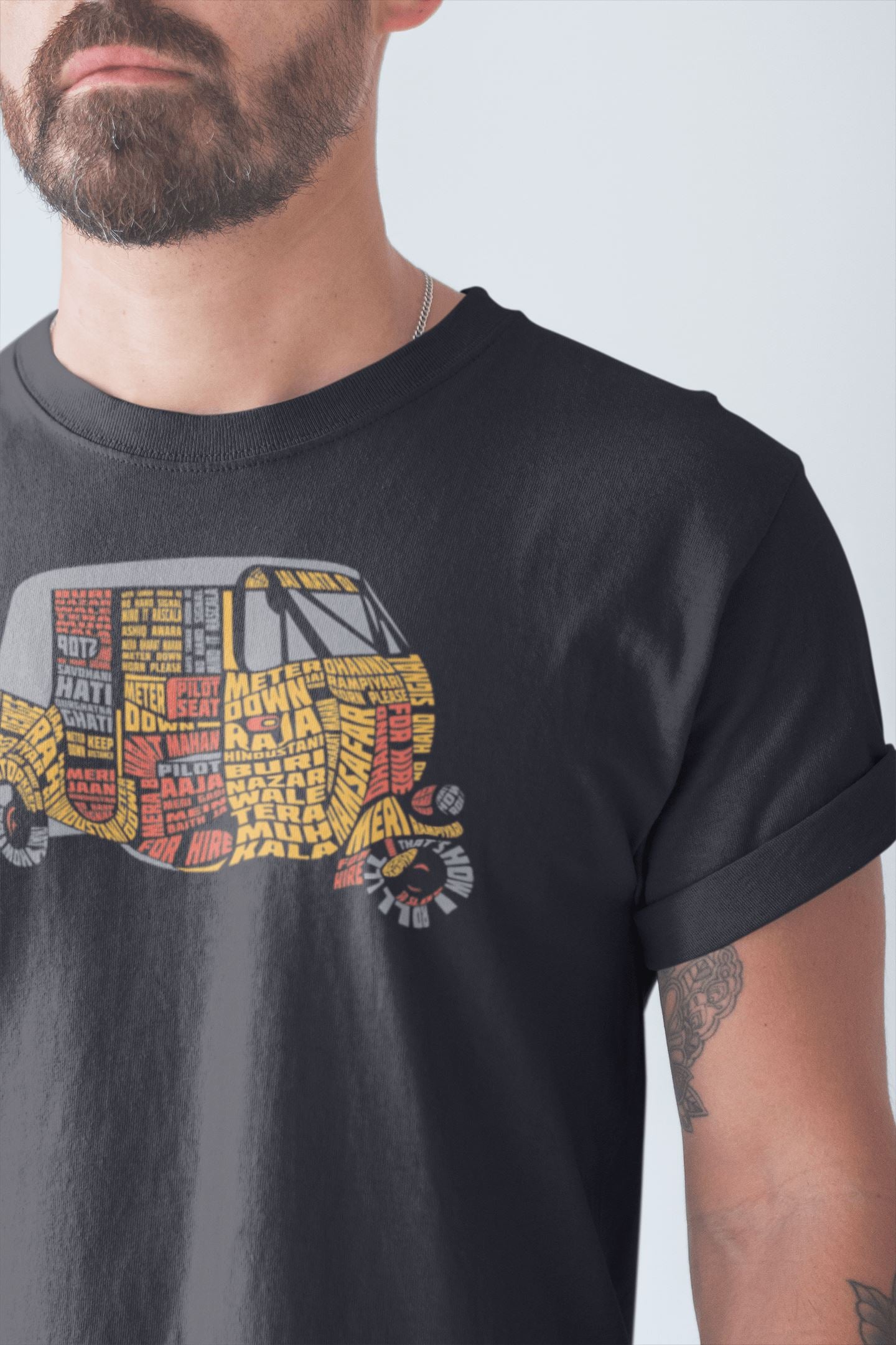 AutoRickshaw Made of Slangs Funny T Shirt for Men and Women | Premium Design | Catch My Drift India - Catch My Drift India  black, clothing, female, funny, general, made in india, shirt, t sh