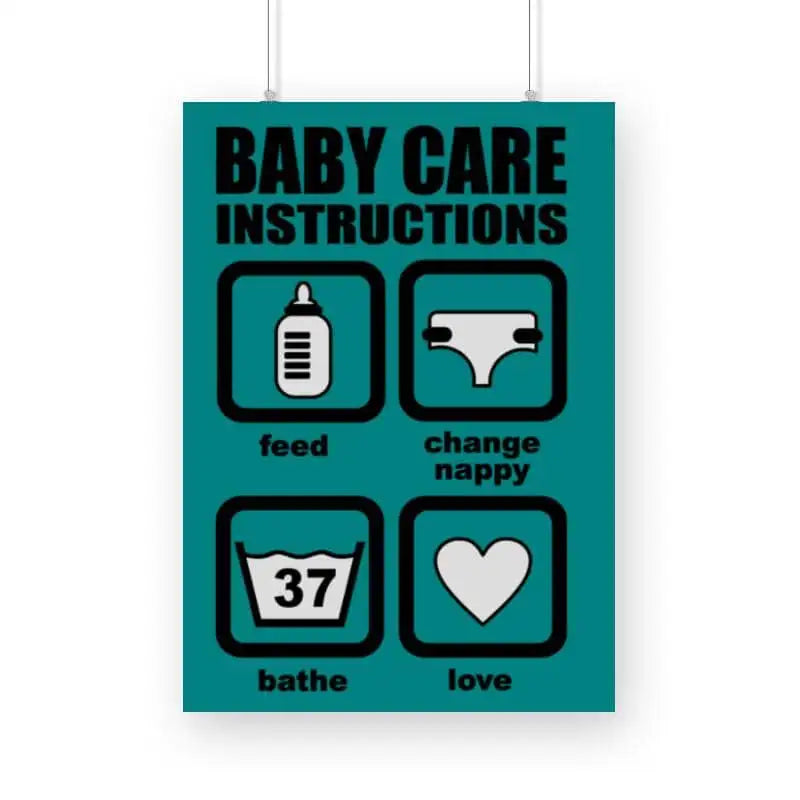 Baby Care Instructions Exclusive Poster Art for New Mothers | Premium Design | Catch My Drift India - Catch My Drift India  babies, baby, dad, mom, onesie, onesies, parents, posters, toddlers