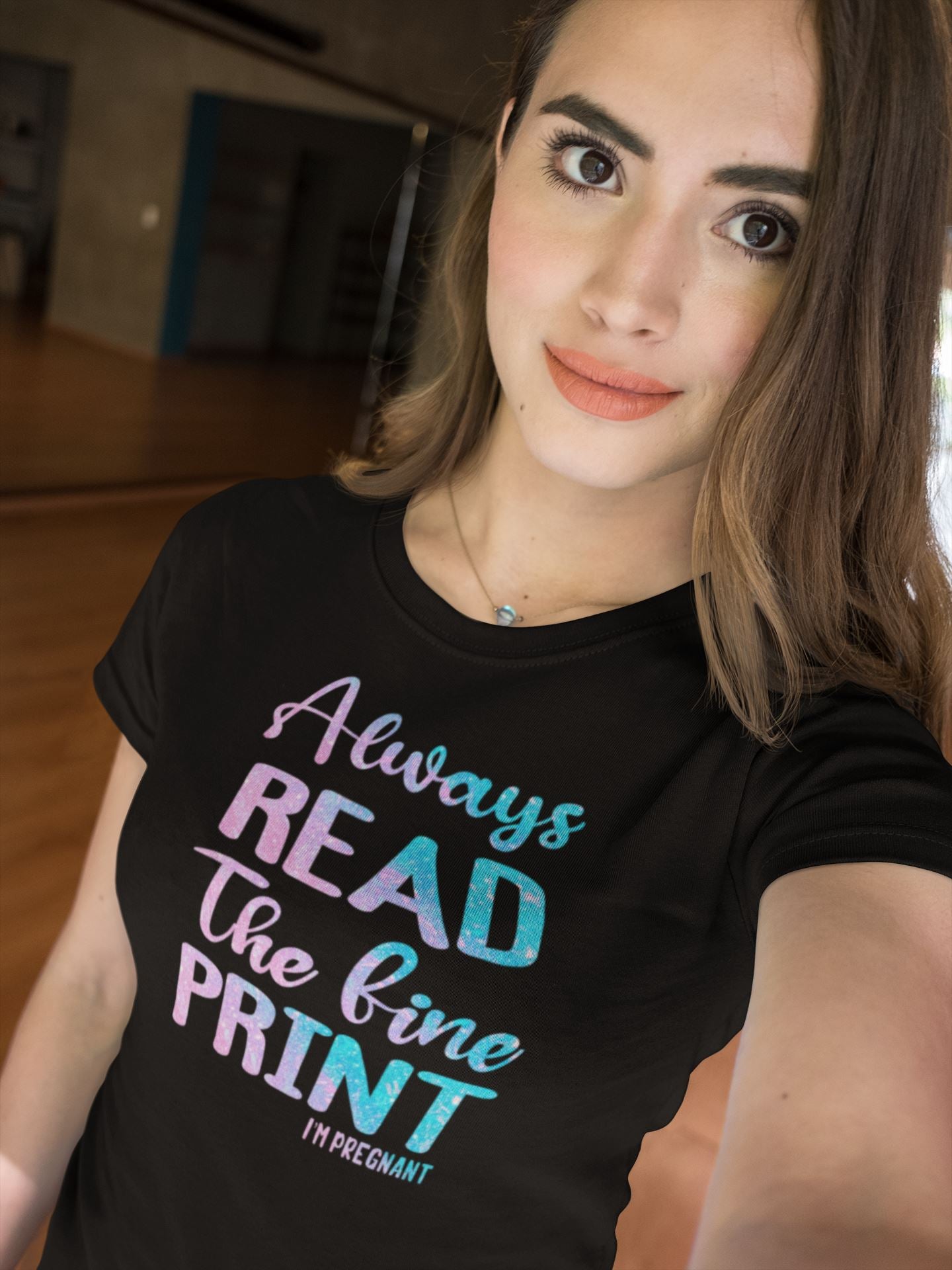 Always Read the Fine Print - I'm Pregnant Special Black T Shirt for Women freeshipping - Catch My Drift India