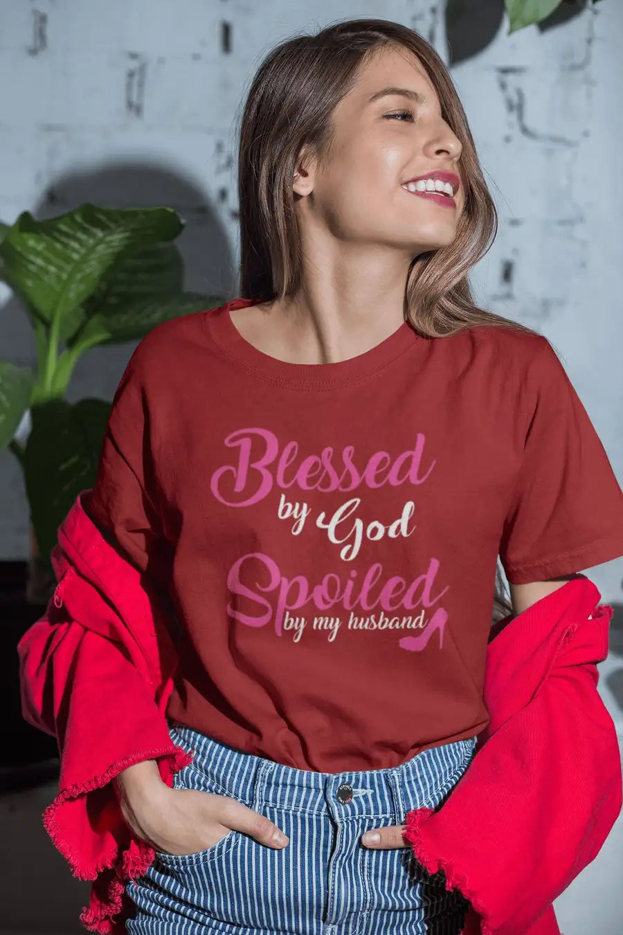 Blessed By God Coloured Multi T Shirt for Married Women | Premium Design | Catch My Drift India - Catch My Drift India Clothing blessed by god yellow, blue, clothing, code, made in india, mom