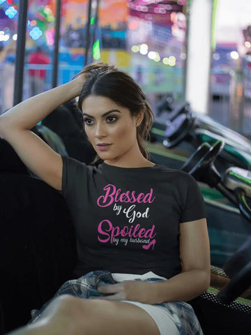 Blessed By God Special Multi Colour Crop Top For Women | Premium Design | Catch My Drift India - Catch My Drift India  black, crop top, husband, multi colour, multi coloured, wife