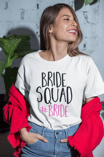 Bride Squad T Shirt for Brides to Be | Premium Design | Catch My Drift India - Catch My Drift India Clothing clothing, female, made in india, shirt, t shirt, tshirt, wedding, white