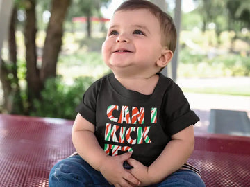 Can I Kick It Adorable T Shirt for New Born Babies | Premium Design | Catch My Drift India