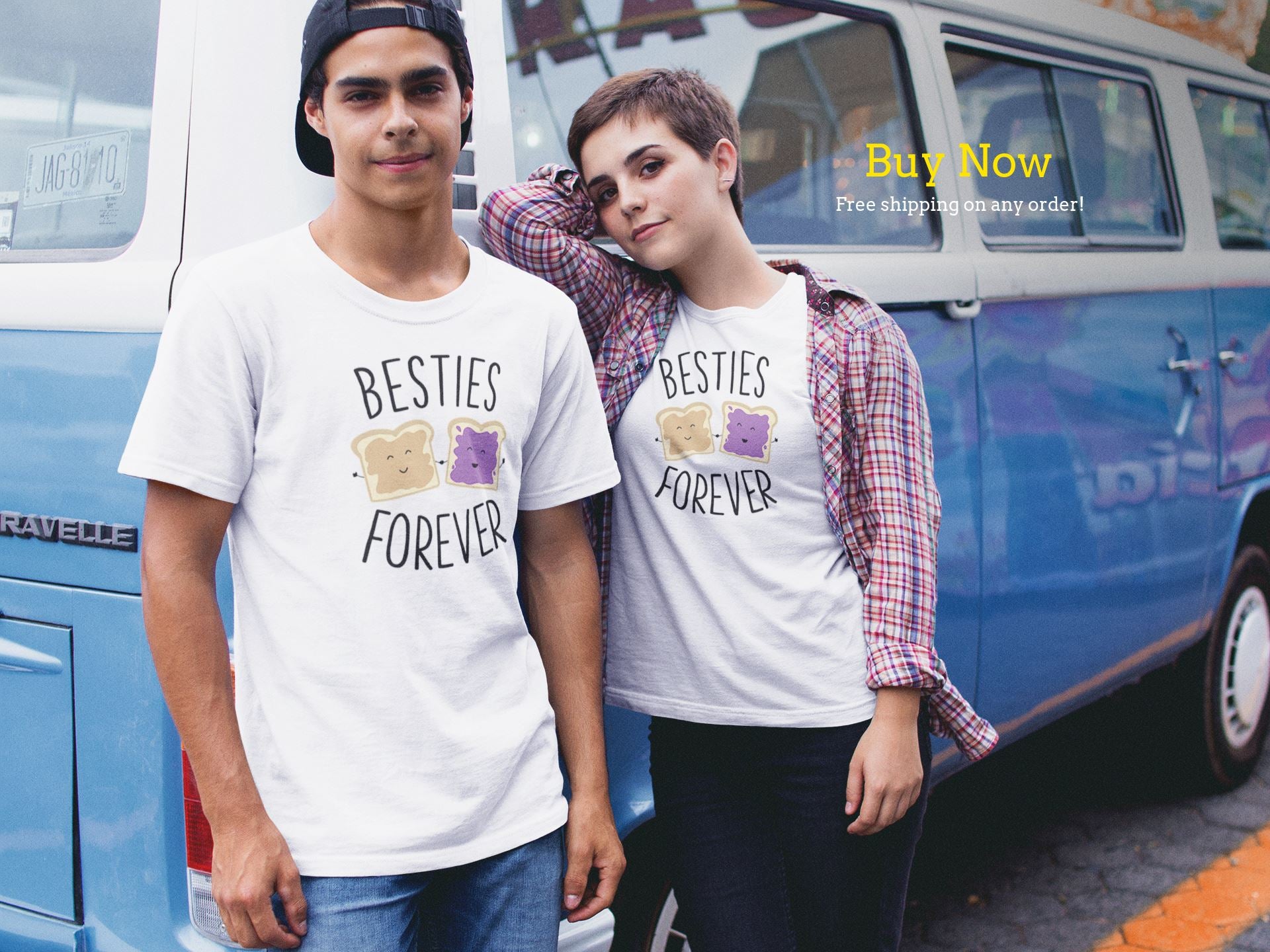 Besties Forever Like Peanut Butter and Jelly Special White T Shirt for Men and Women (Friends, Couples, Parents) freeshipping - Catch My Drift India