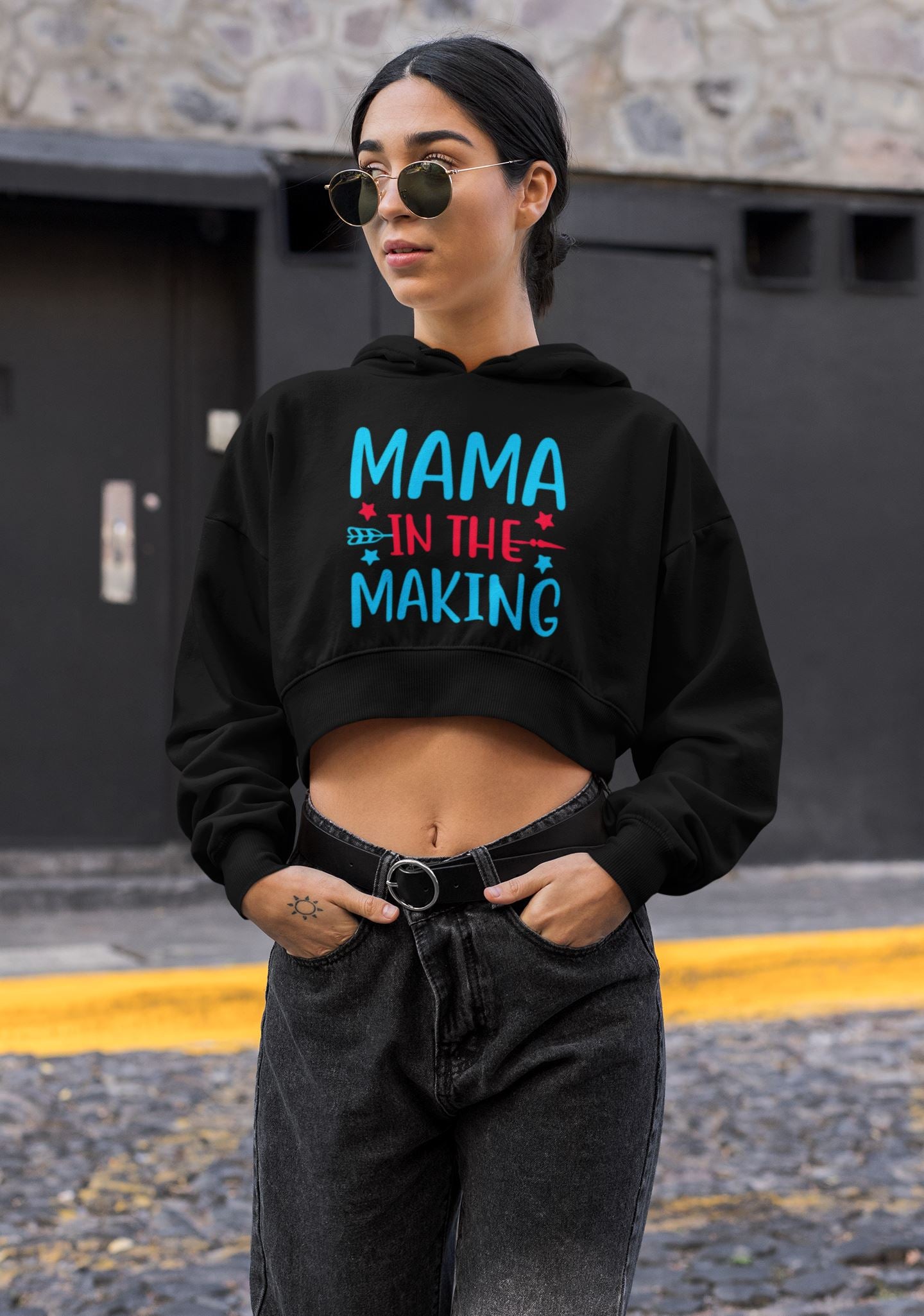 Mommy in the Making Exclusive Crop Top Hoodie for Women freeshipping - Catch My Drift India