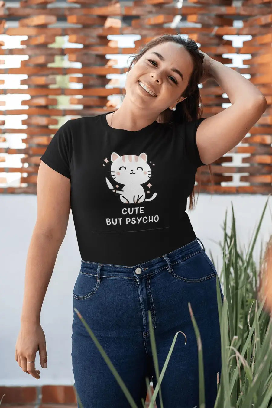 Cute But Psycho Special T Shirt for Girls | Premium Design | Catch My Drift India - Catch My Drift India  black, clothing, couples, female, made in india, shirt, t shirt, trending, tshirt