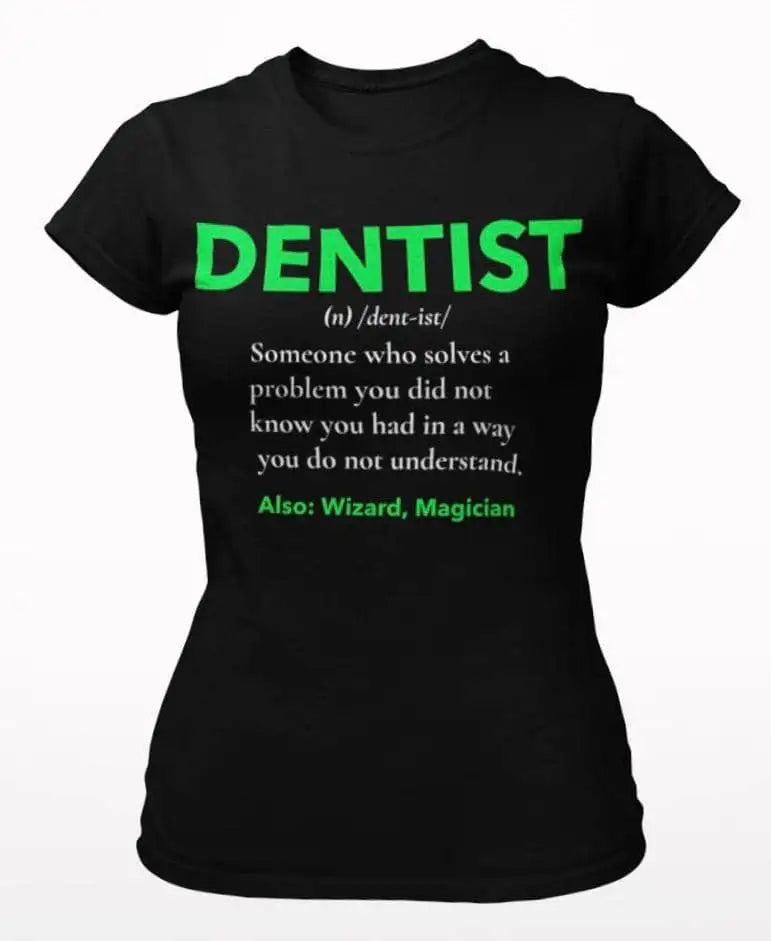Dentist "Wizard" Female Black T-Shirt | Premium Design | Catch My Drift India - Catch My Drift India Clothing black, clothing, dentist, female, made in india, shirt, t shirt, tshirt