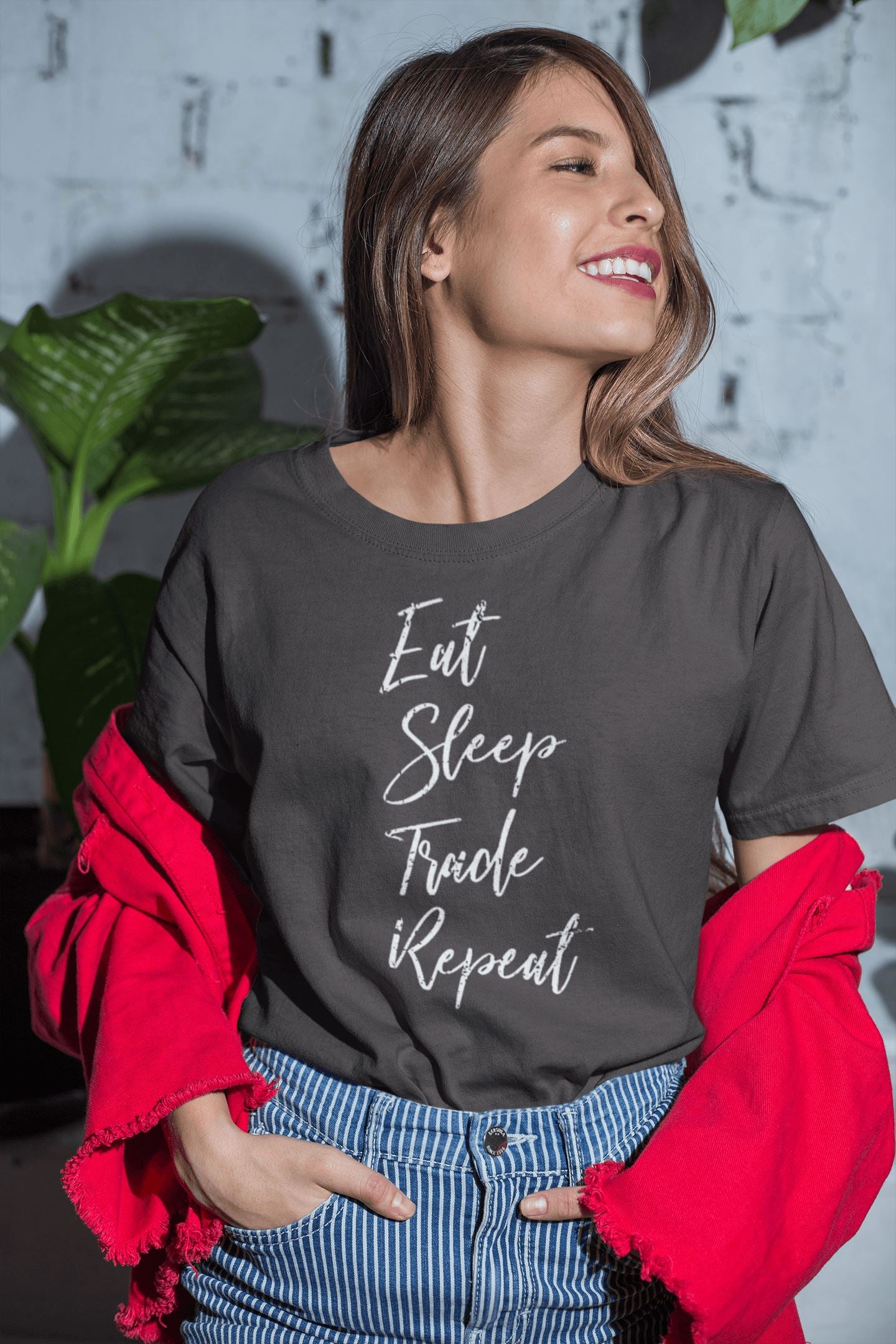 Eat Sleep Trade Repeat Special Charcoal Grey T Shirt for Men and Women - Catch My Drift India  bse, charcoal grey, clothing, female, general, grey, made in india, nse, shirt, stock market, t 