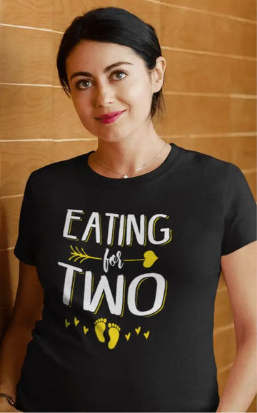 Eating For Two Happy T Shirt for New Mothers | Premium Design | Catch My Drift India - Catch My Drift India Clothing black, clothing, made in india, mom, mother, parents, shirt, t shirt, tshi